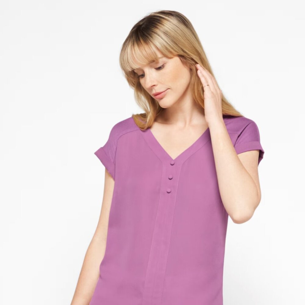 Worn 1x FORTUNE + IVY Helina Mixed Material Blouse
